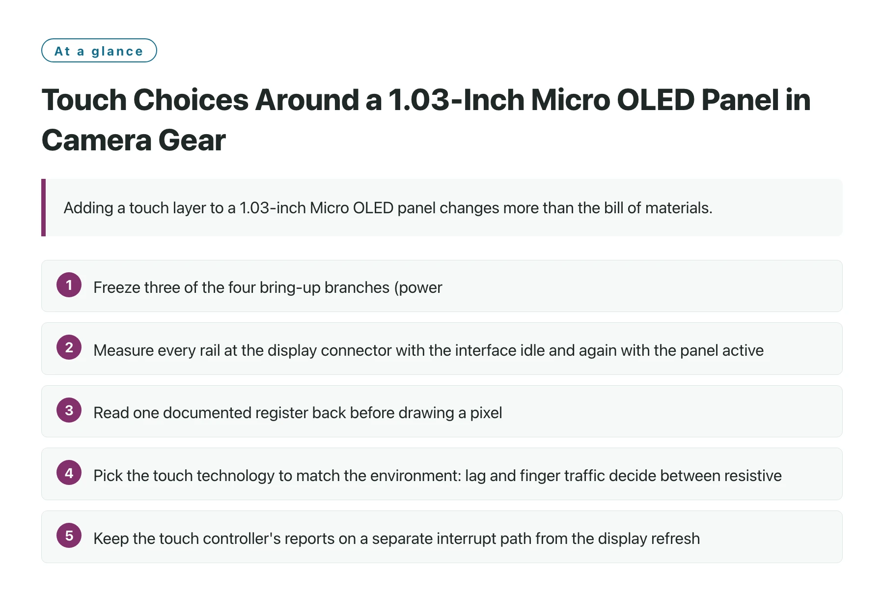 Touch Choices Around a 1.03-Inch Micro OLED Panel in Camera Gear——全文要点速览